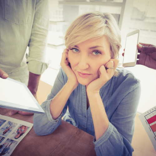 Women looking stressed