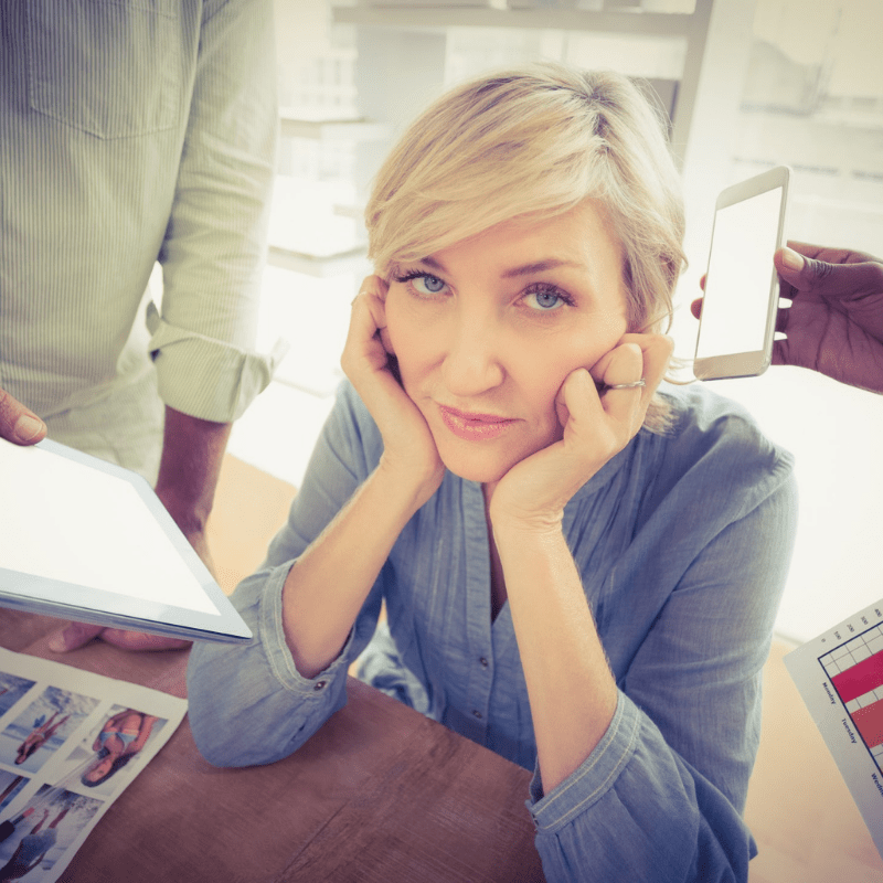 Women looking stressed